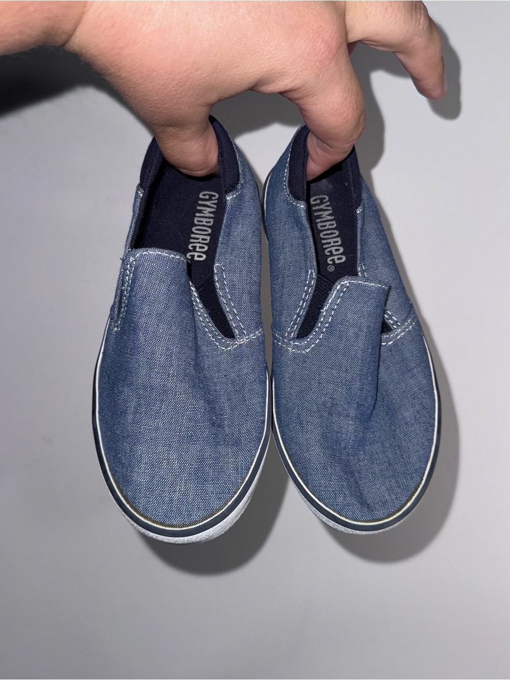 Gymboree Kids Size 10 Blue Chambray Slip-On Sneakers Casual Canvas Shoes